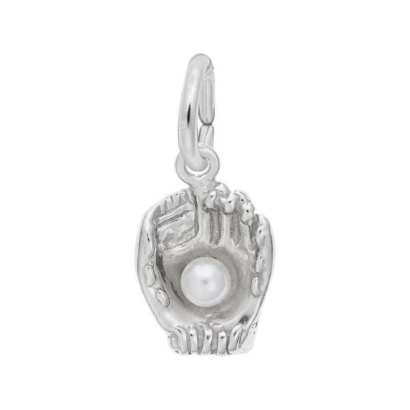 Rembrandt Charms - Baseball Glove With Pearl Accent Charm - 0435 Rembrandt Charms Charm Birmingham Jewelry 