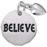 Rembrandt Charms - Believe Charm Tag With Heart Accent - 8443 Rembrandt Charms Charm Birmingham Jewelry 