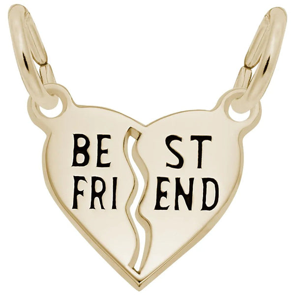 Rembrandt Charms - Best Friend Shared Heart Charm - 3405 Rembrandt Charms Charm Birmingham Jewelry 