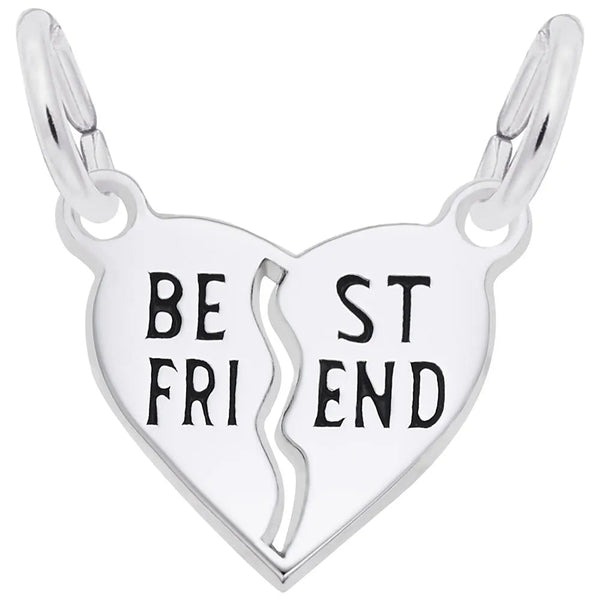 Rembrandt Charms - Best Friend Shared Heart Charm - 3405 Rembrandt Charms Charm Birmingham Jewelry 