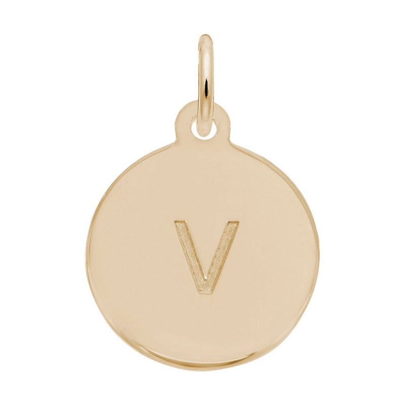 Rembrandt Charms - Block Initial Disc Charm-Letter V - 1895-022 Rembrandt Charms Charm Birmingham Jewelry 