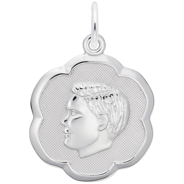 Rembrandt Charms - Boy’s Head Scalloped Disc Charm - 0943 Rembrandt Charms Charm Birmingham Jewelry 
