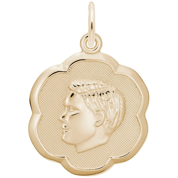 Rembrandt Charms - Boy’s Head Scalloped Disc Charm - 0943 Rembrandt Charms Charm Birmingham Jewelry 