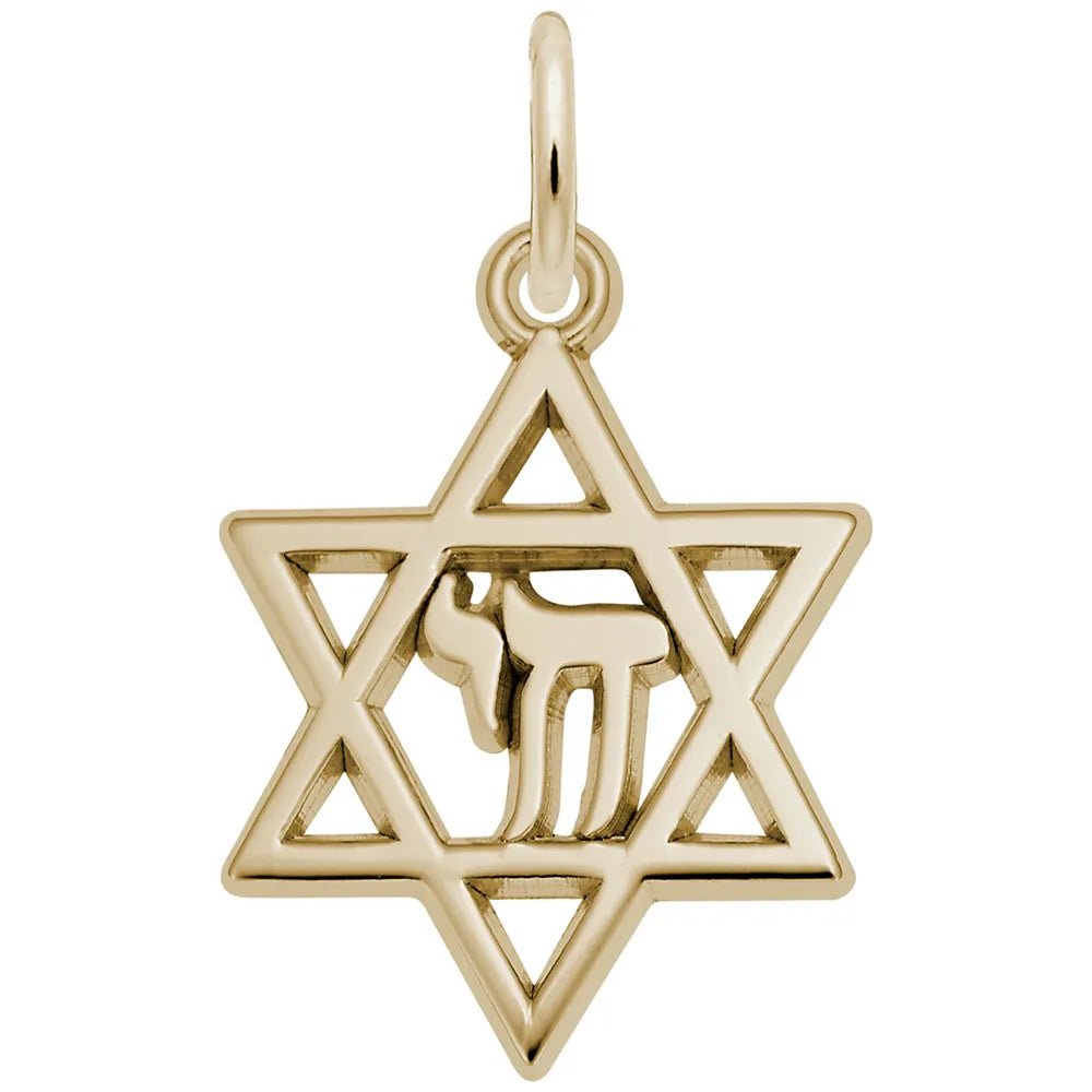 Rembrandt Charms - Chai Star of David Charm - 6132 Rembrandt Charms Charm Birmingham Jewelry 