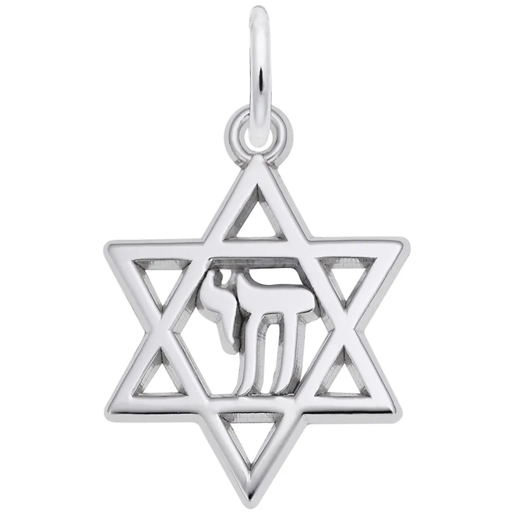 Rembrandt Charms - Chai Star of David Charm - 6132 Rembrandt Charms Charm Birmingham Jewelry 