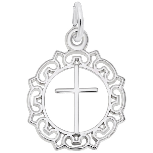 Rembrandt Charms - Cross with Ornate Border Charm - 0756 Rembrandt Charms Charm Birmingham Jewelry 