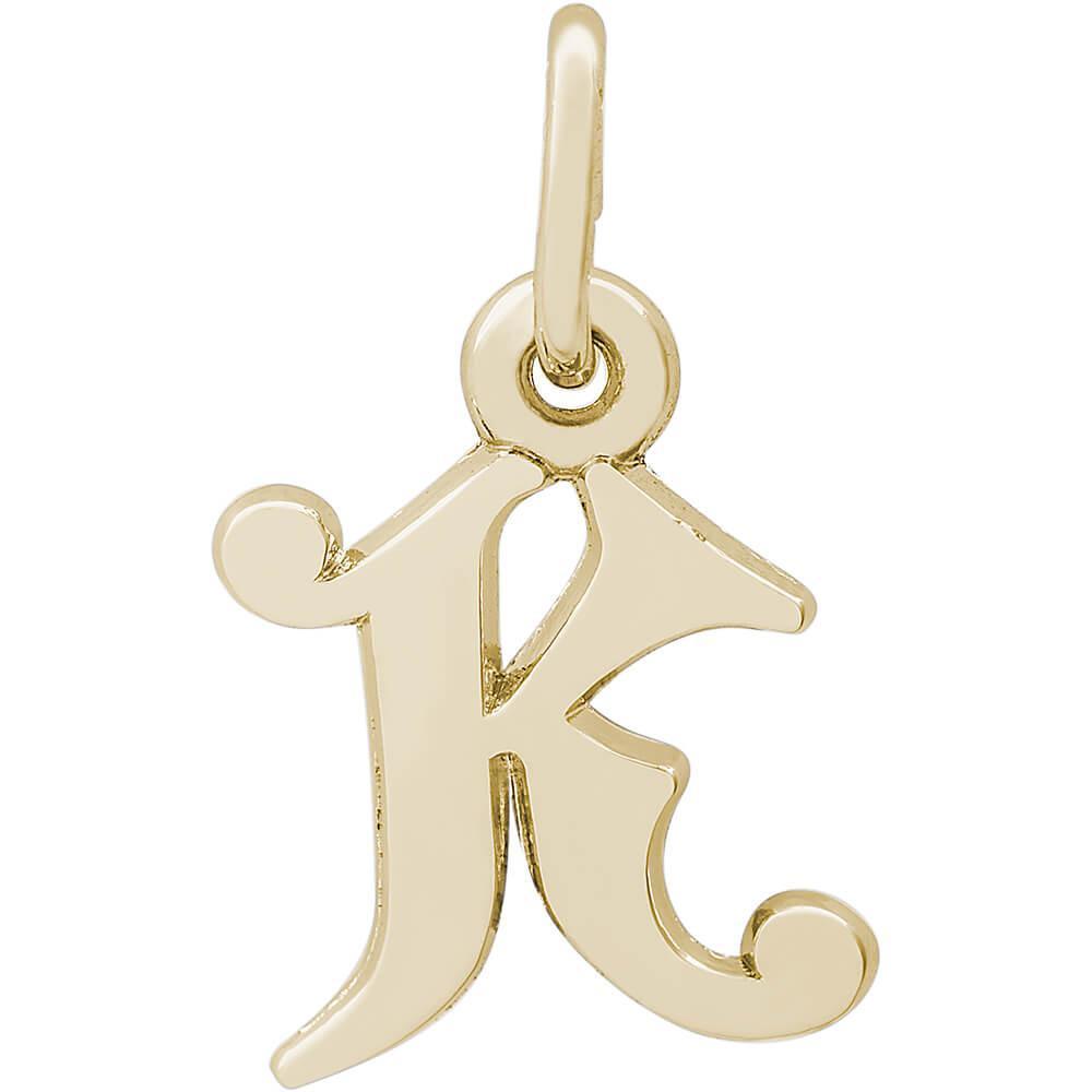 Rembrandt Charms- Curly Initial Accent Charm - 4765 "14K GOLD" Rembrandt Charms Charm Birmingham Jewelry 