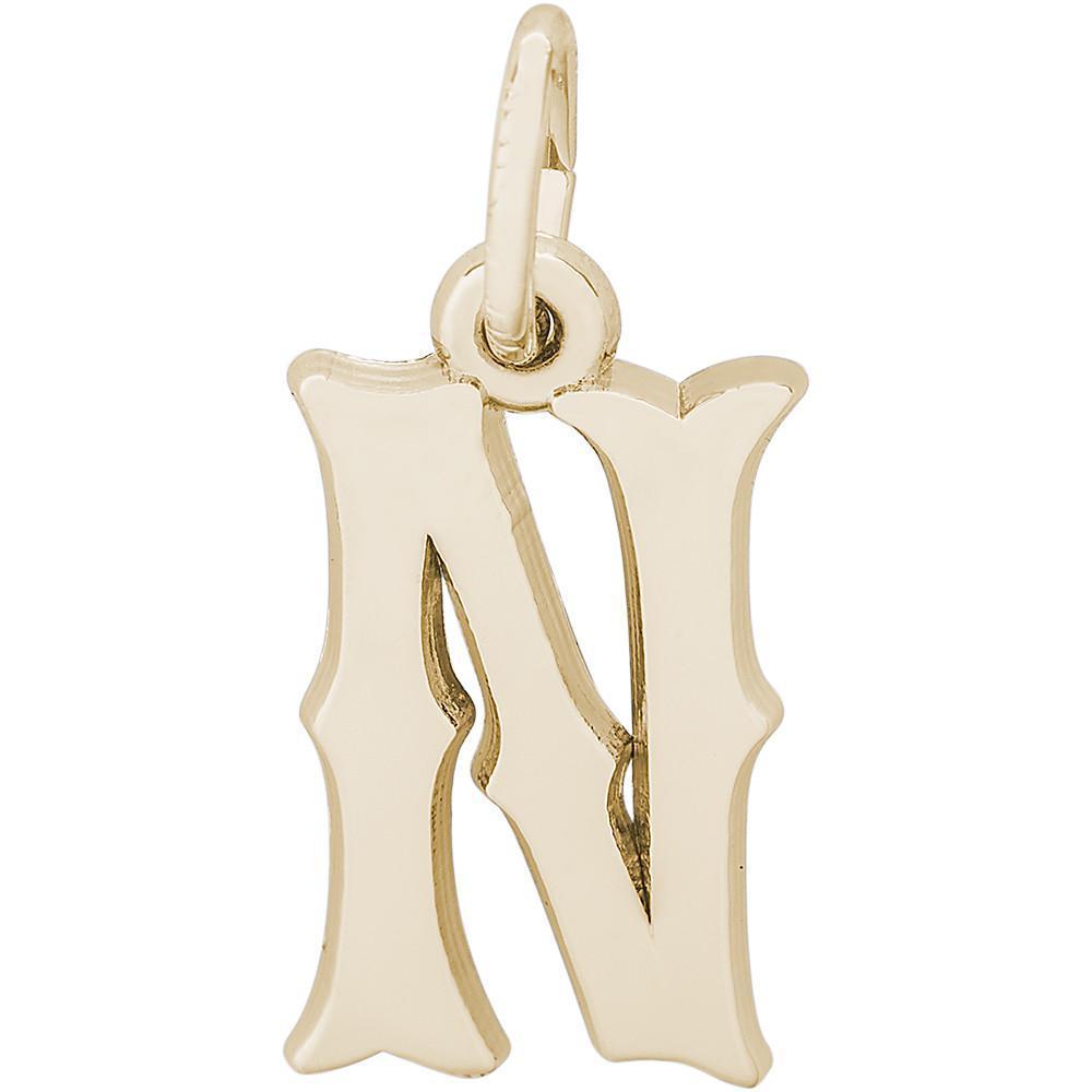 Rembrandt Charms- Curly Initial Accent Charm - 4765 "14K GOLD" Rembrandt Charms Charm Birmingham Jewelry 