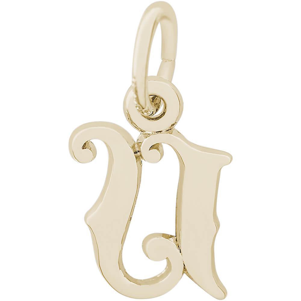 Rembrandt Charms- Curly Initial Accent Charm - 4765 "14K GOLD" Rembrandt Charms Charm Birmingham Jewelry 