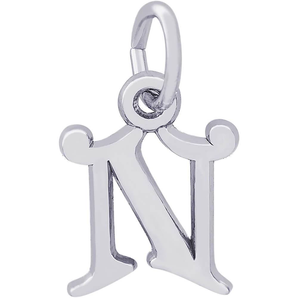 Rembrandt Charms - Curly Initial Accent Charm - 4765 "14K WHITE GOLD" Rembrandt Charms Charm Birmingham Jewelry 