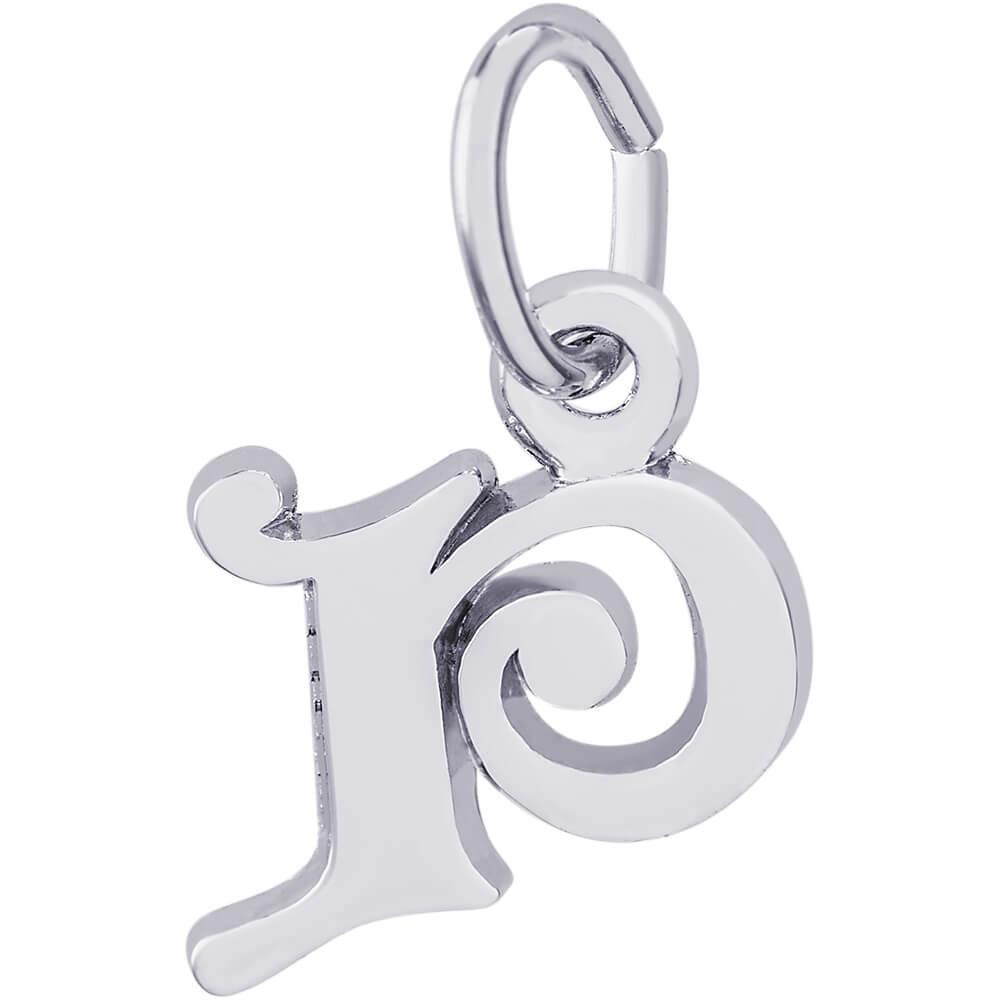 Rembrandt Charms - Curly Initial Accent Charm - 4765 "14K WHITE GOLD" Rembrandt Charms Charm Birmingham Jewelry 