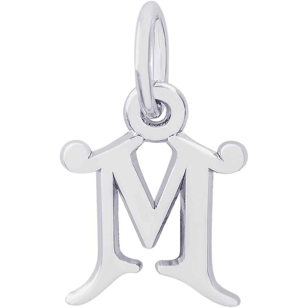 Rembrandt Charms - Curly Initial Accent Charm - 4765 "14K WHITE GOLD" Rembrandt Charms Charm Birmingham Jewelry 
