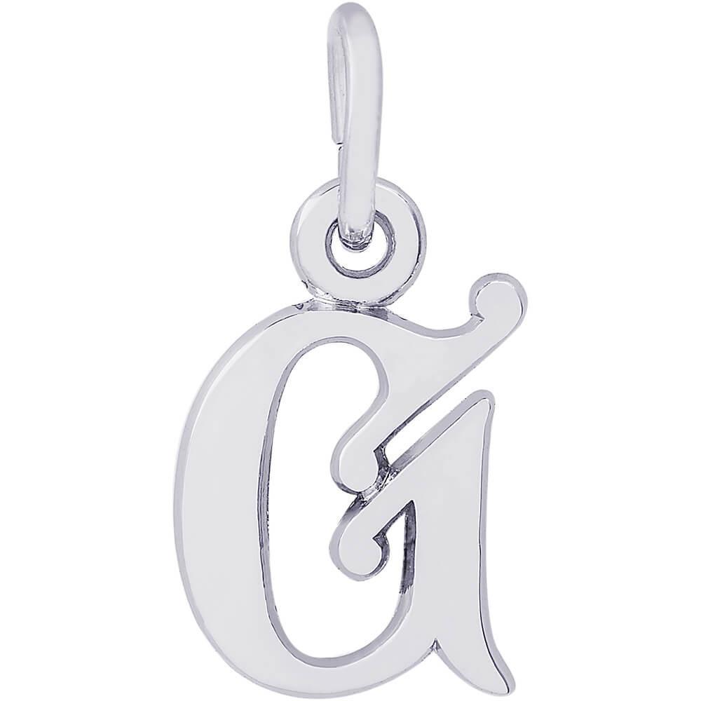 Rembrandt Charms - Curly Initial Accent Charm - 4765 "14K WHITE GOLD" Rembrandt Charms Charm Birmingham Jewelry 