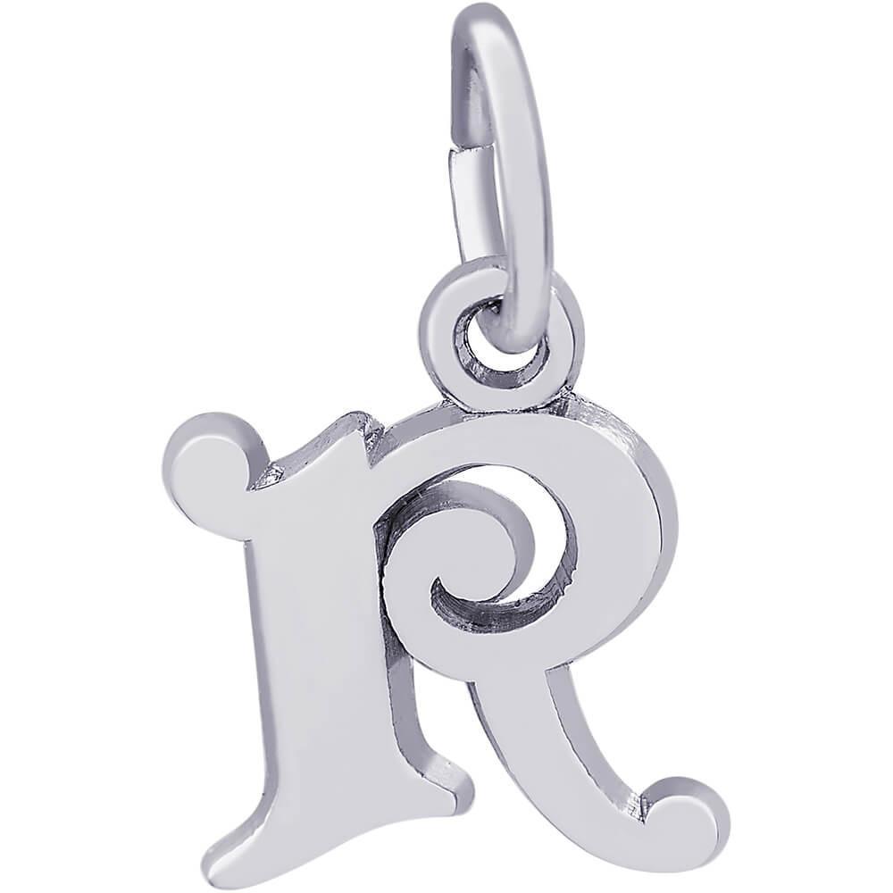 Rembrandt Charms - Curly Initial Accent Charm - 4765 "14K WHITE GOLD" Rembrandt Charms Charm Birmingham Jewelry 