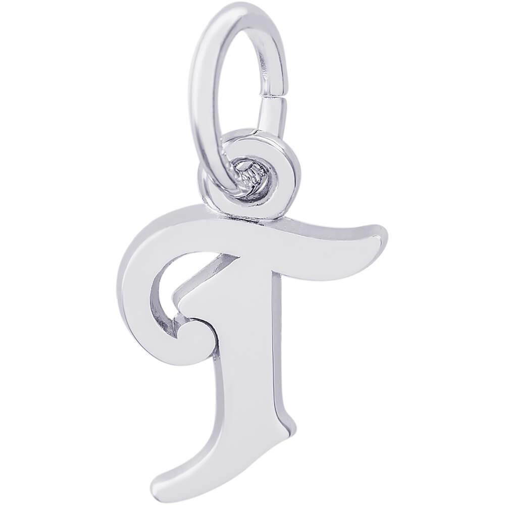 Rembrandt Charms - Curly Initial Accent Charm - 4765 "14K WHITE GOLD" Rembrandt Charms Charm Birmingham Jewelry 