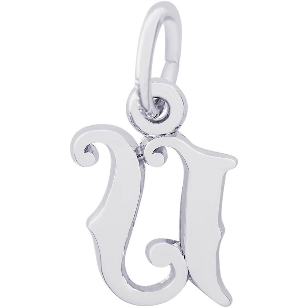 Rembrandt Charms - Curly Initial Accent Charm - 4765 "14K WHITE GOLD" Rembrandt Charms Charm Birmingham Jewelry 