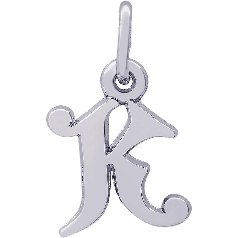 Rembrandt Charms - Curly Initial Accent Charm - 4765 "14K WHITE GOLD" Rembrandt Charms Charm Birmingham Jewelry 