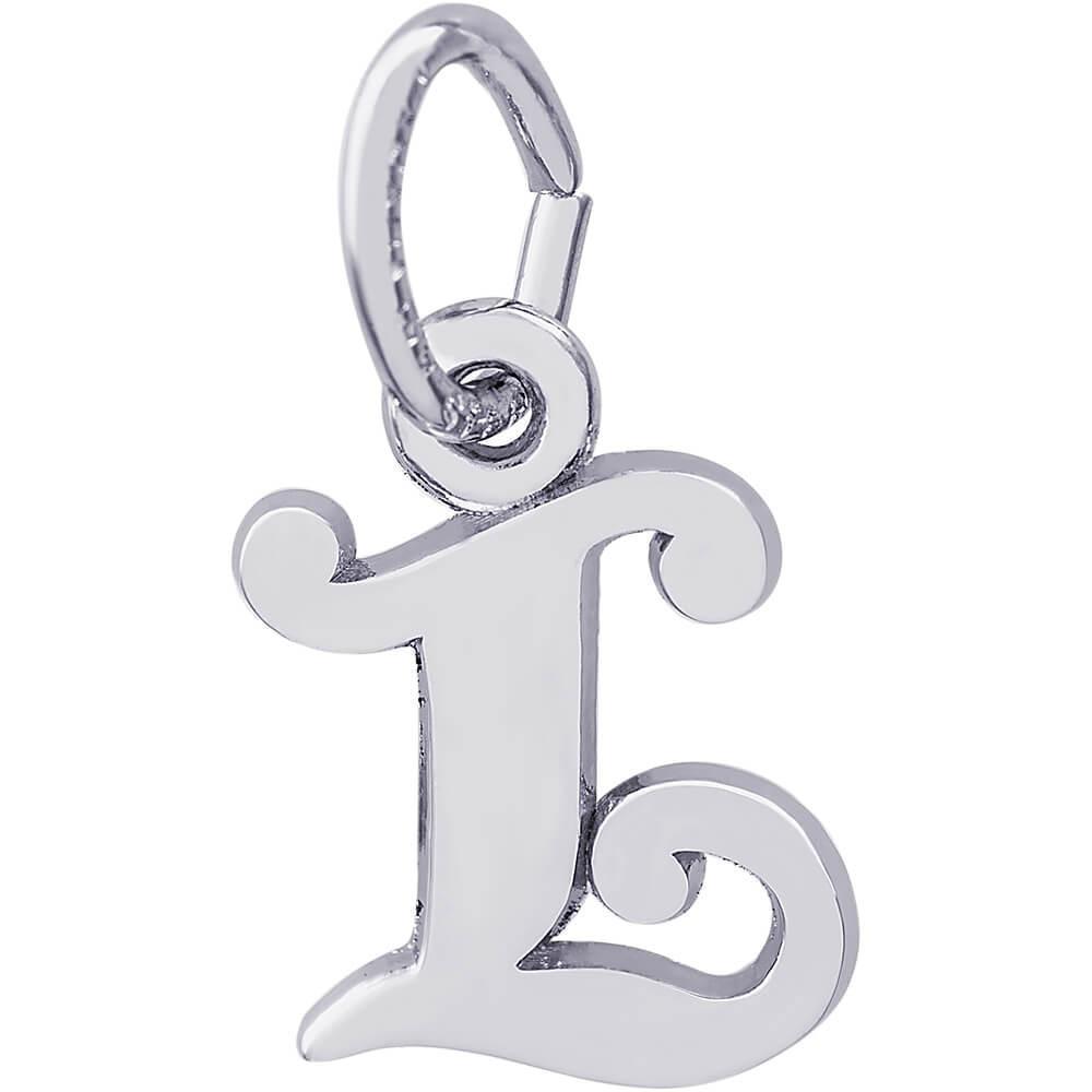 Rembrandt Charms - Curly Initial Accent Charm - 4765 "14K WHITE GOLD" Rembrandt Charms Charm Birmingham Jewelry 