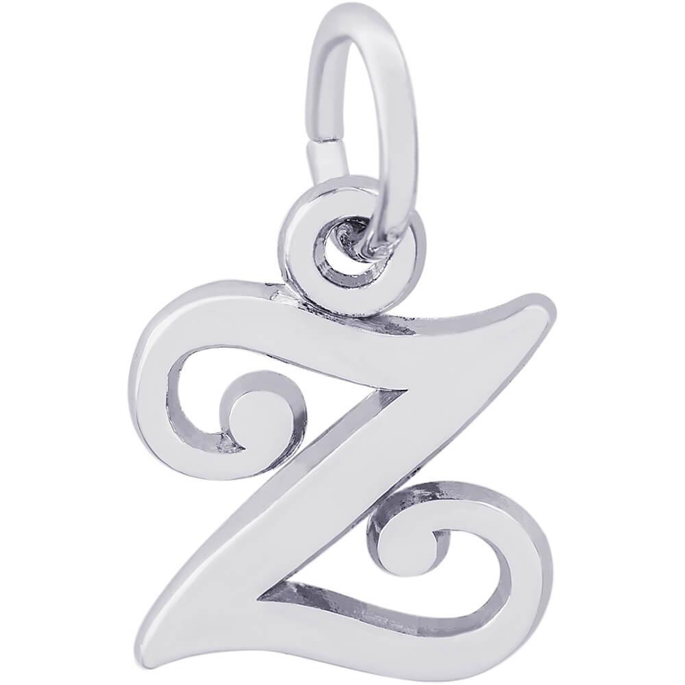 Rembrandt Charms - Curly Initial Accent Charm - 4765 "14K WHITE GOLD" Rembrandt Charms Charm Birmingham Jewelry 