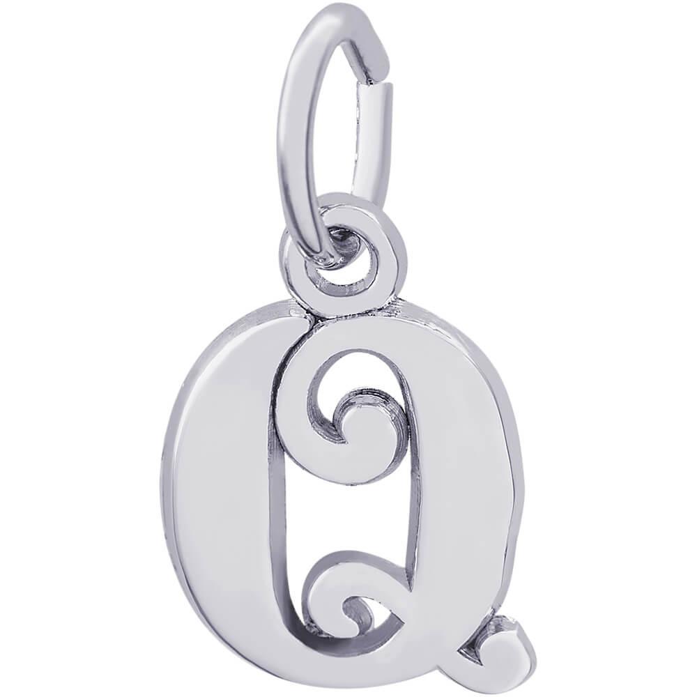 Rembrandt Charms - Curly Initial Accent Charm - 4765 "14K WHITE GOLD" Rembrandt Charms Charm Birmingham Jewelry 