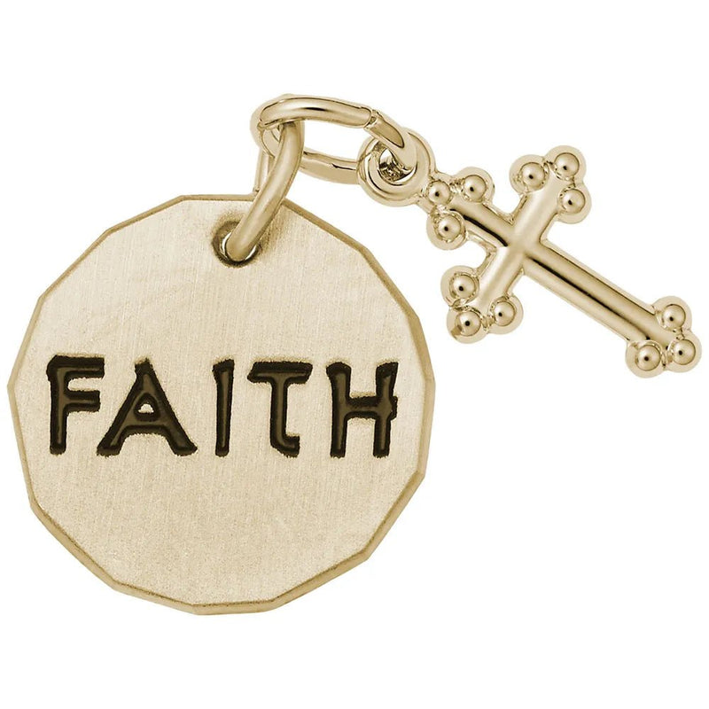 Rembrandt Charms - Faith Tag with Botonny Cross Accent Charm - 8448 Rembrandt Charms Charm Birmingham Jewelry 