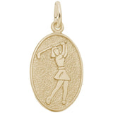 Rembrandt Charms - Female Golfer Oval Disc Charm - 6559 Rembrandt Charms Charm Birmingham Jewelry 