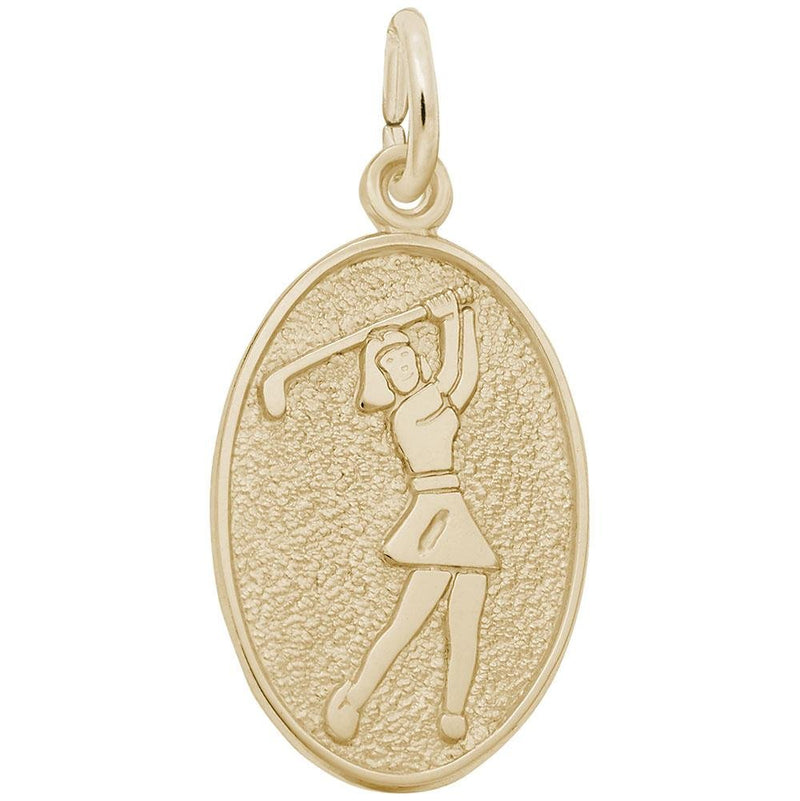 Rembrandt Charms - Female Golfer Oval Disc Charm - 6559 Rembrandt Charms Charm Birmingham Jewelry 