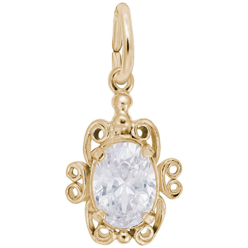 Rembrandt Charms - Filigree April Stone Charm - 4764-004 Rembrandt Charms Charm Birmingham Jewelry 