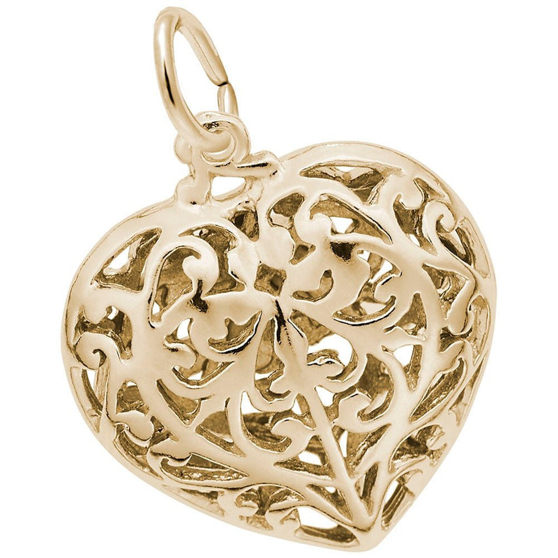 Rembrandt Charms - Filigree Heart Charm - 3618 Rembrandt Charms Charm Birmingham Jewelry 