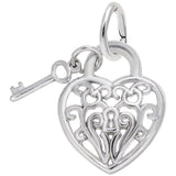 Rembrandt Charms - Filigree Heart & Key Charm - 8364 Rembrandt Charms Charm Birmingham Jewelry 