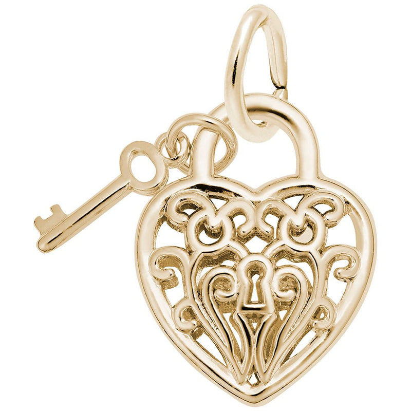 Rembrandt Charms - Filigree Heart & Key Charm - 8365 Rembrandt Charms Charm Birmingham Jewelry 