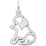 Rembrandt Charms - Flat Sitting Dog Charm - 1533 Rembrandt Charms Charm Birmingham Jewelry 