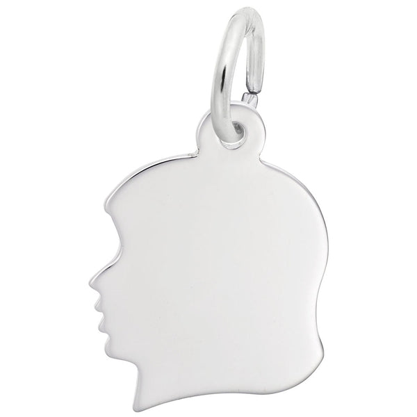 Rembrandt Charms - Flat Young Girl’s Head Charm - 2498 Rembrandt Charms Charm Birmingham Jewelry 