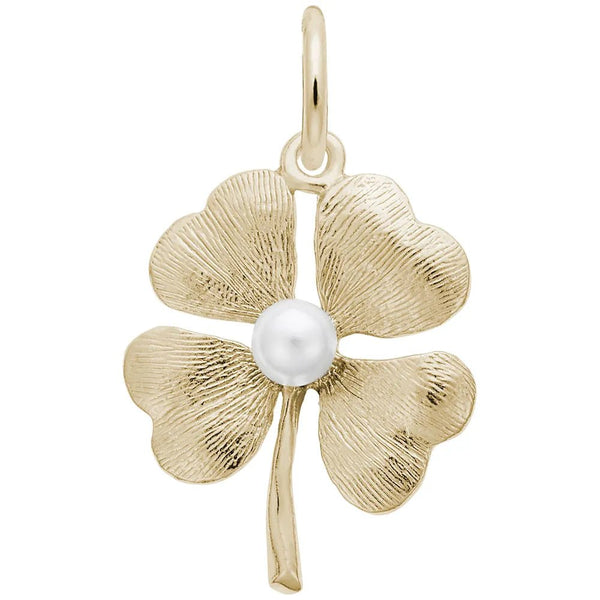 Rembrandt Charms - Four Leaf Clover with Pearl Charm - 1971 Rembrandt Charms Charm Birmingham Jewelry 