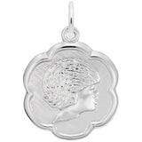 Rembrandt Charms - Girl’s Head Scalloped Disc Charm - 0944 Rembrandt Charms Charm Birmingham Jewelry 