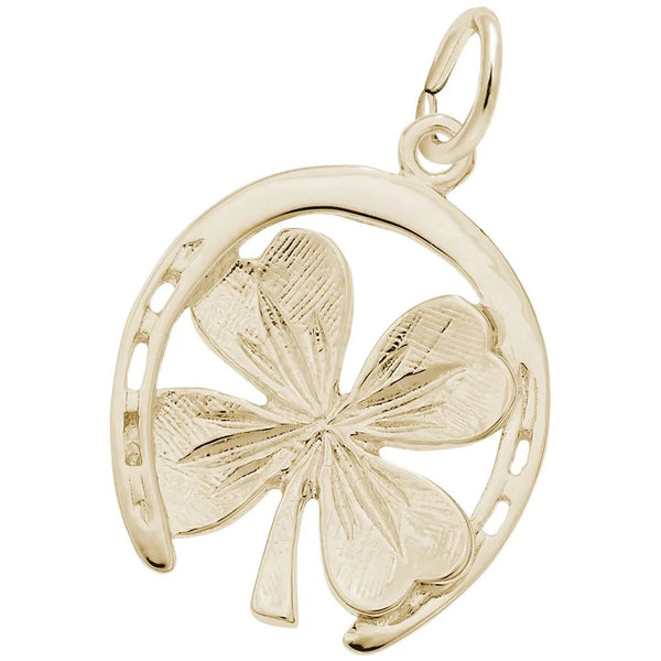 Rembrandt Charms - Good Luck Horseshoe & Clover Charm - 2582 Rembrandt Charms Charm Birmingham Jewelry 