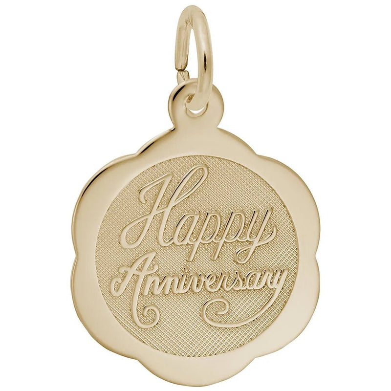 Rembrandt Charms - Happy Anniversary Scalloped Disc Charm - 5791 Rembrandt Charms Charm Birmingham Jewelry 