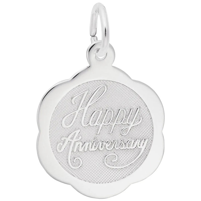 Rembrandt Charms - Happy Anniversary Scalloped Disc Charm - 5791 Rembrandt Charms Charm Birmingham Jewelry 