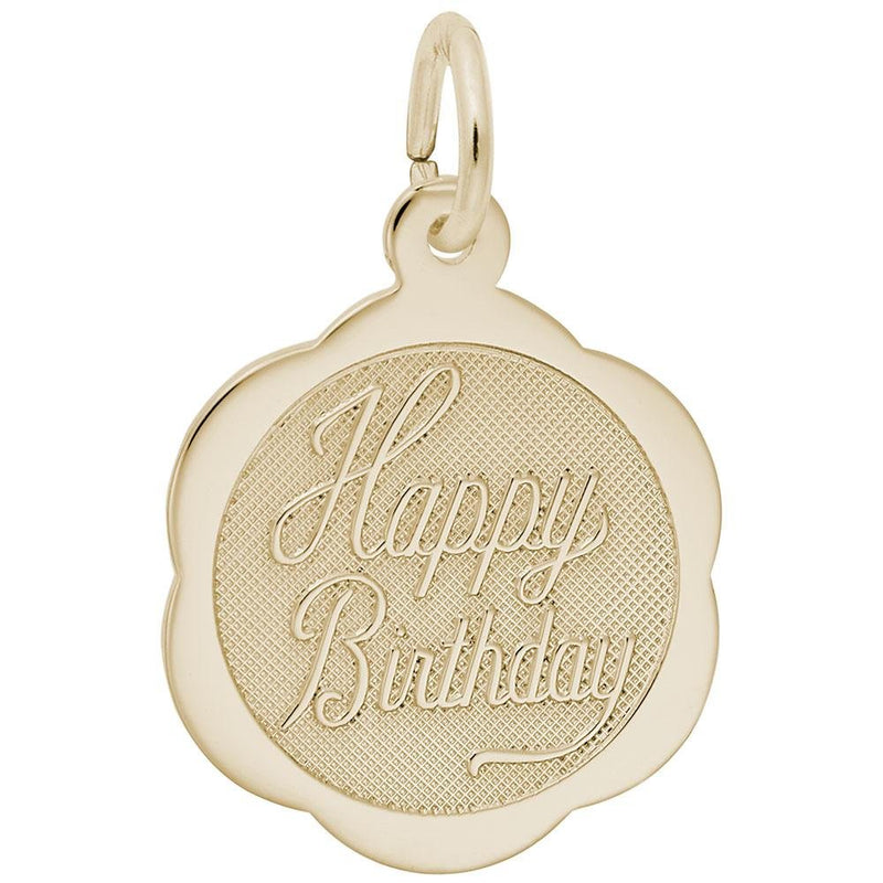 Rembrandt Charms - Happy Birthday Scalloped Disc Charm - 5792 Rembrandt Charms Charm Birmingham Jewelry 