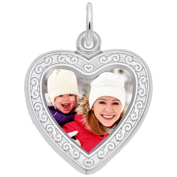 Rembrandt Charms - Heart Scroll Photoart Charm - 8616 Rembrandt Charms Charm Birmingham Jewelry 
