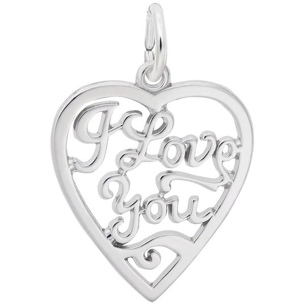 Rembrandt Charms - I Love You Open Heart Charm - 0685 Rembrandt Charms Charm Birmingham Jewelry 