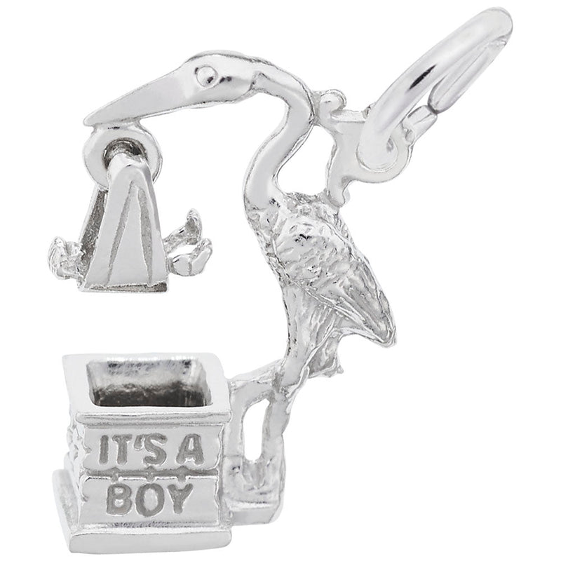 Rembrandt Charms - It’s a Boy Stork Charm - 1251 Rembrandt Charms Charm Birmingham Jewelry 