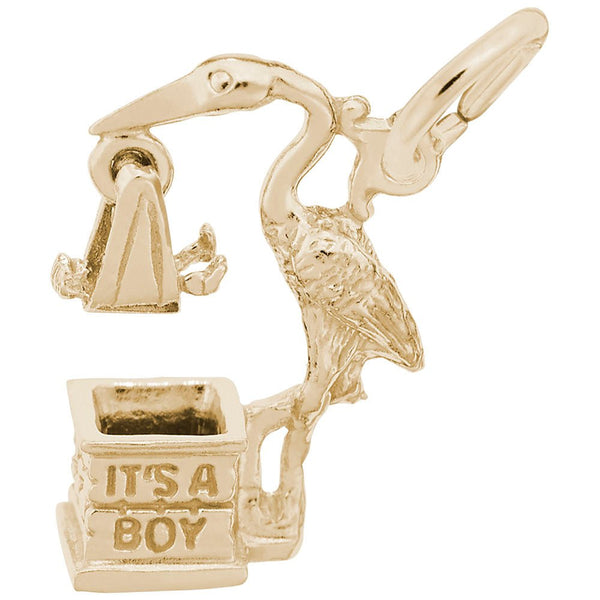 Rembrandt Charms - It’s a Boy Stork Charm - 1251 Rembrandt Charms Charm Birmingham Jewelry 