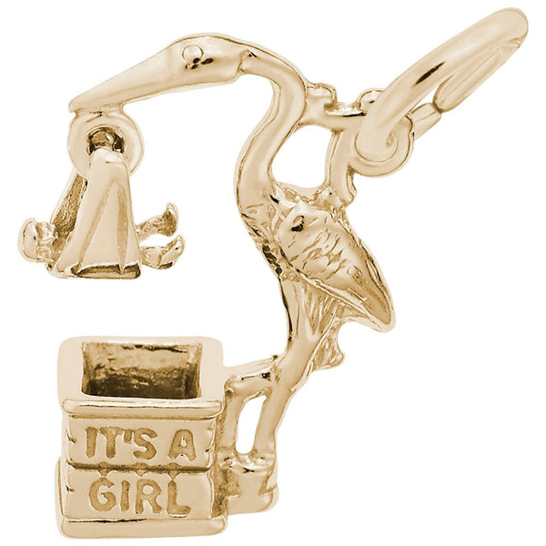 Rembrandt Charms - It’s a Girl Stork Charm - 1252 Rembrandt Charms Charm Birmingham Jewelry 