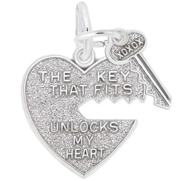 Rembrandt Charms - Key that Fits Heart Charm - 6431 Rembrandt Charms Charm Birmingham Jewelry 