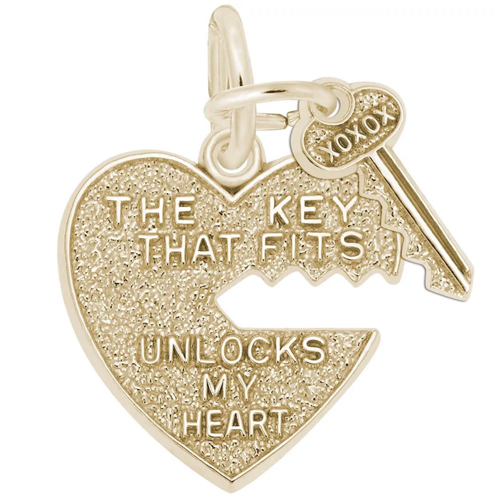 Rembrandt Charms - Key that Fits Heart Charm - 6431 Rembrandt Charms Charm Birmingham Jewelry 