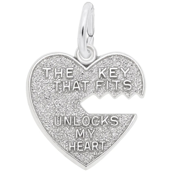 Rembrandt Charms - Key that Fits Heart Charm - 6431 Rembrandt Charms Charm Birmingham Jewelry 