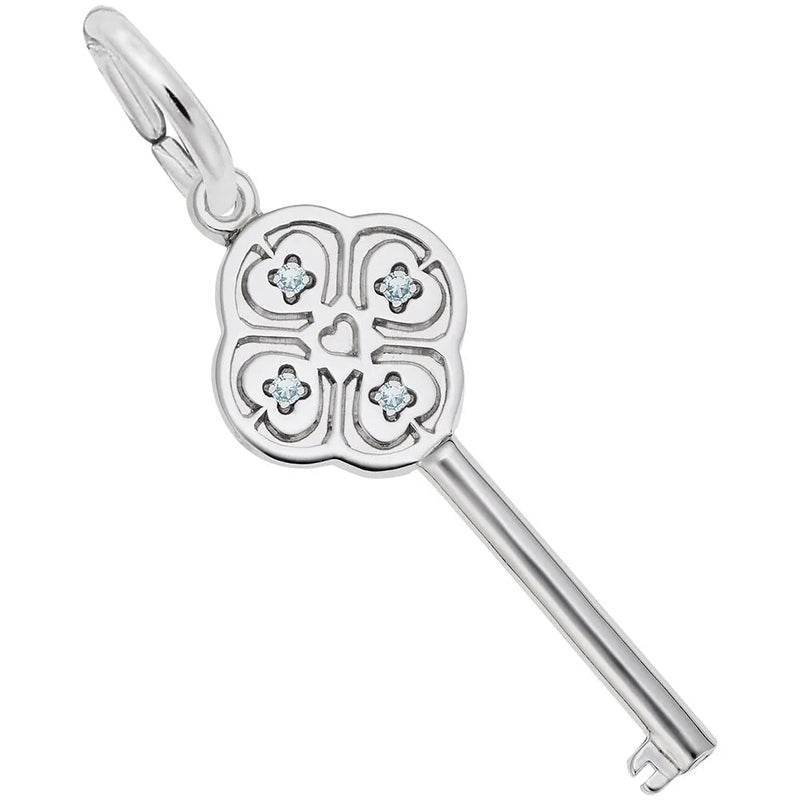 Rembrandt Charms - Key to My Heart March Stone Charm - 8410-003 Rembrandt Charms Charm Birmingham Jewelry 