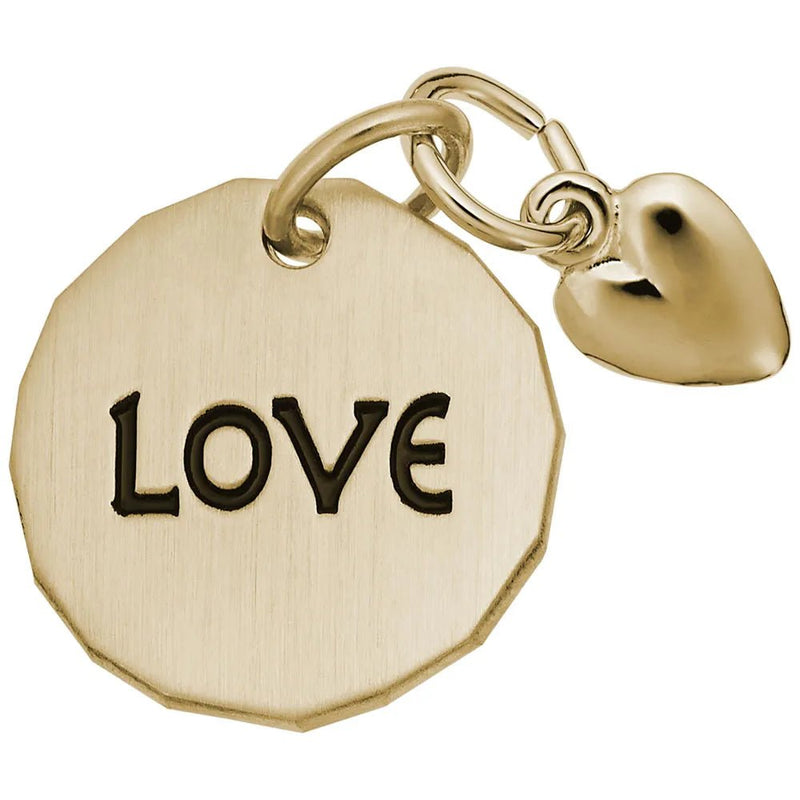 Rembrandt Charms - Love Tag with Heart Accent Charm - 8441 Rembrandt Charms Charm Birmingham Jewelry 