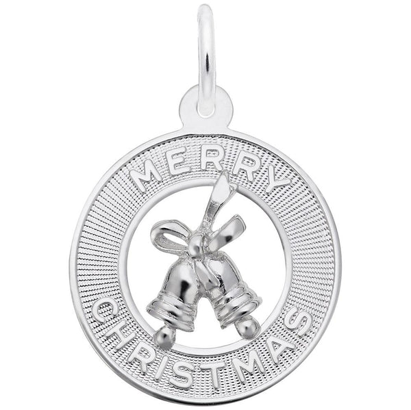 Rembrandt Charms - Merry Christmas Bells Disc Charm - 3893 Rembrandt Charms Charm Birmingham Jewelry 